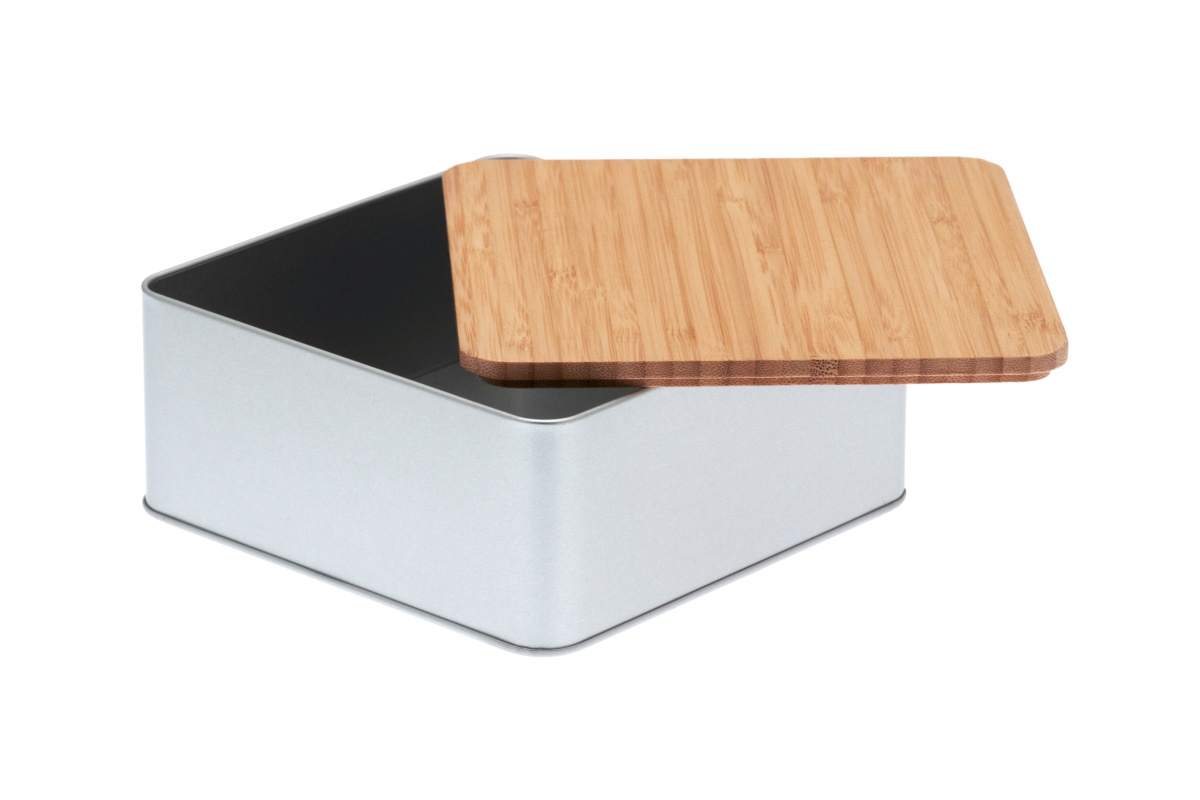 Keksdose mit Bambusdeckel | silber