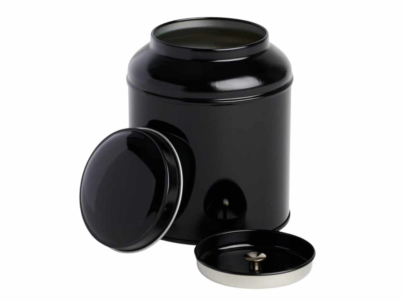 Runde Teedose mit Domdeckel und Aromadeckel