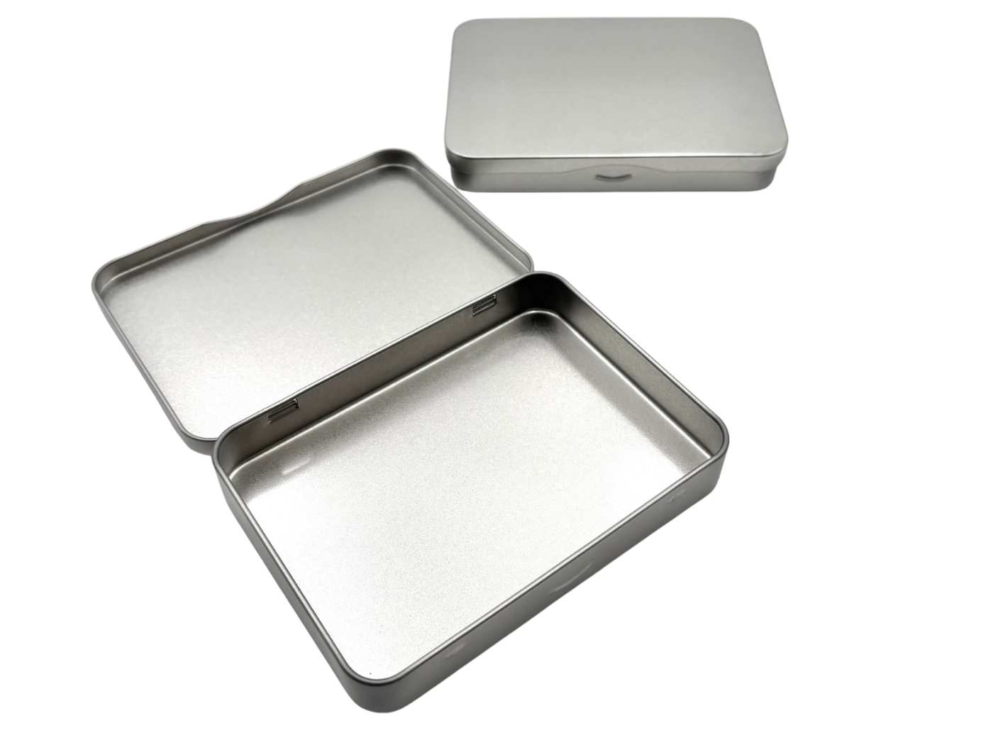 Kleine Blechdose mit Deckel, flach 