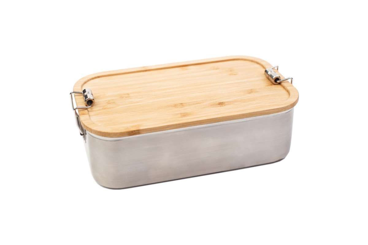 Lunchbox Edelstahl mit Bambusdeckel, 1100ml