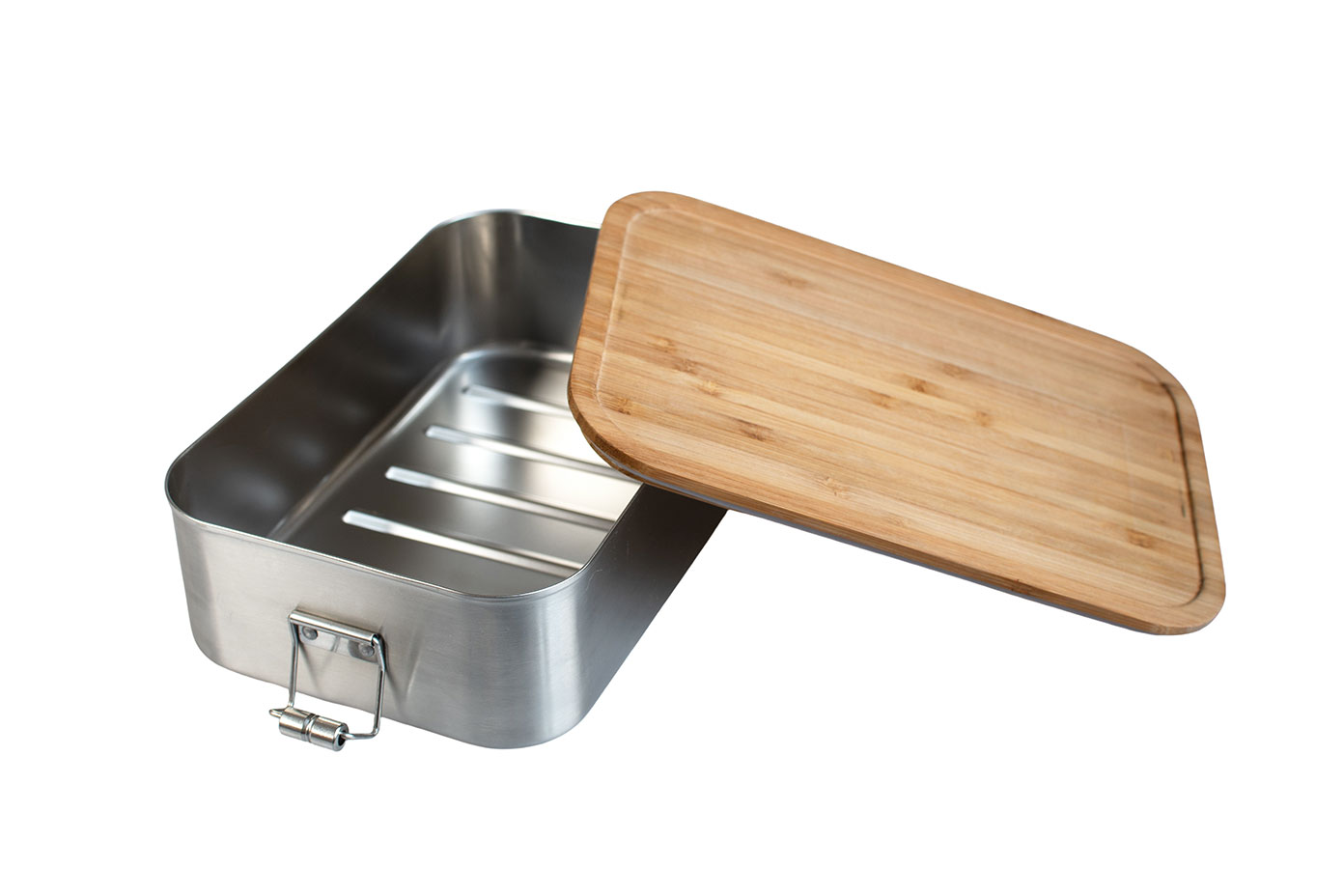 Lunchbox aus Edelstahl mit Bambusdeckel – 1800 ml Lunchbox aus Edelstahl mit Bambusdeckel – 1800 ml