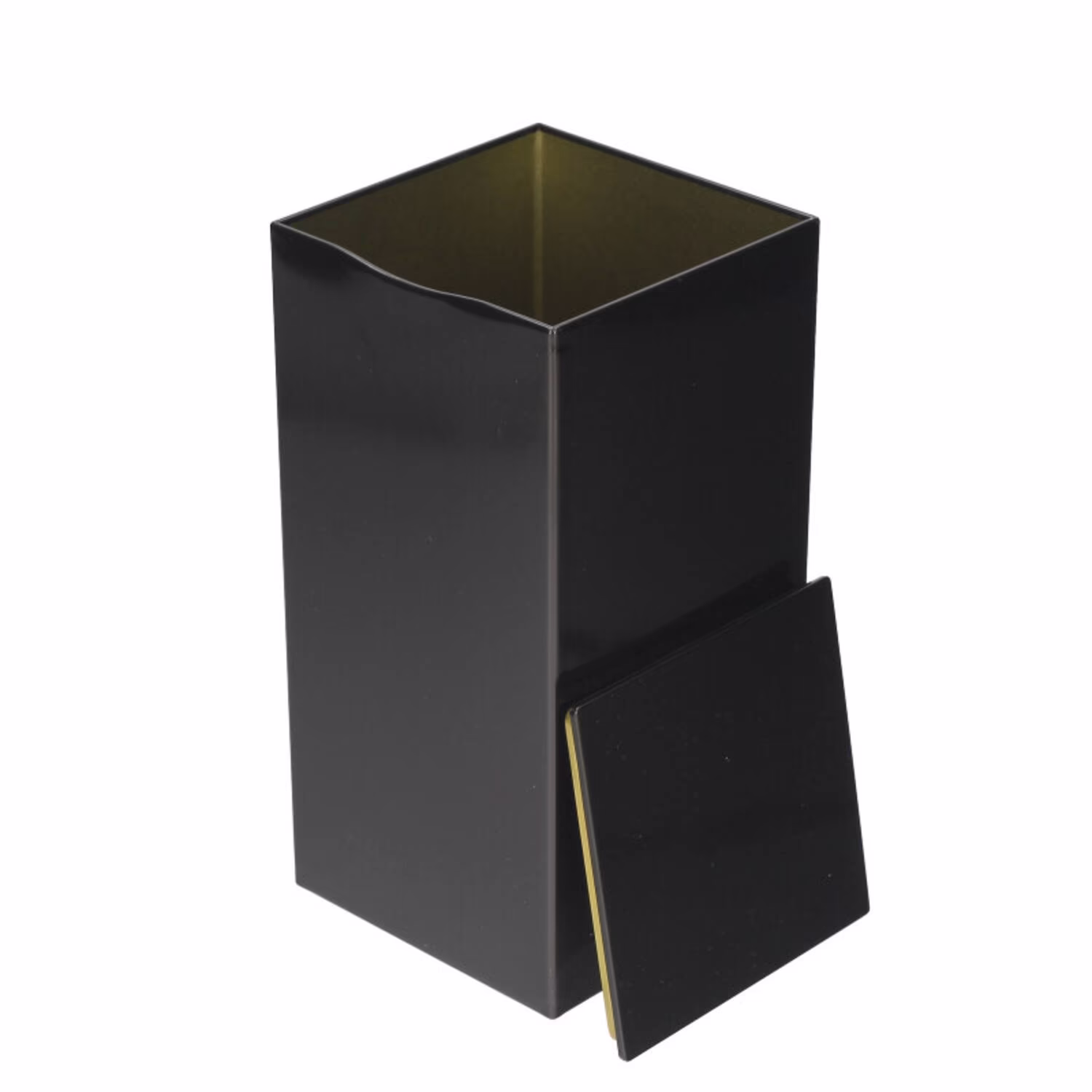 Hohe quadratische Blechdose in Schwarz – 100 × 100 × 200 mm