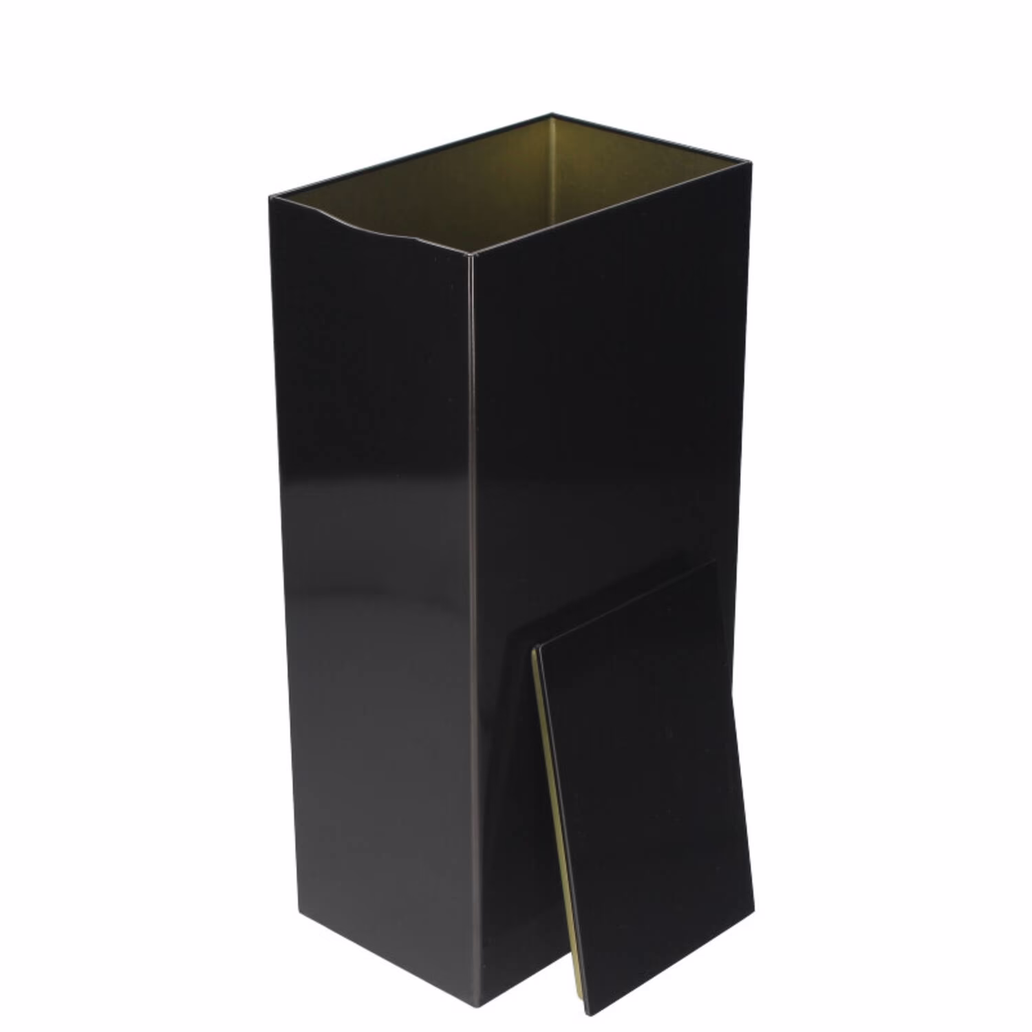 Extra hohe rechteckige Blechdose in Schwarz – 150 × 100 × 300 mm
