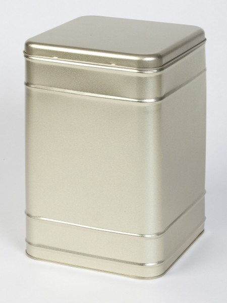 goldene Blechdose mit Scharnierdeckel (167x167x255mm)