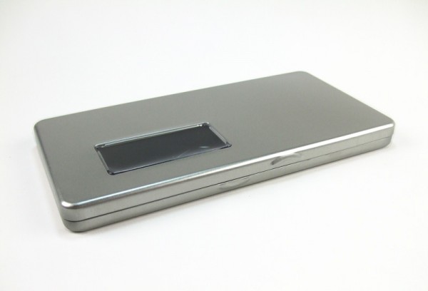 Blechdose mit Scharnierdeckel und Sichtfenster (235x120x19.5mm) ALT: GDO-1101